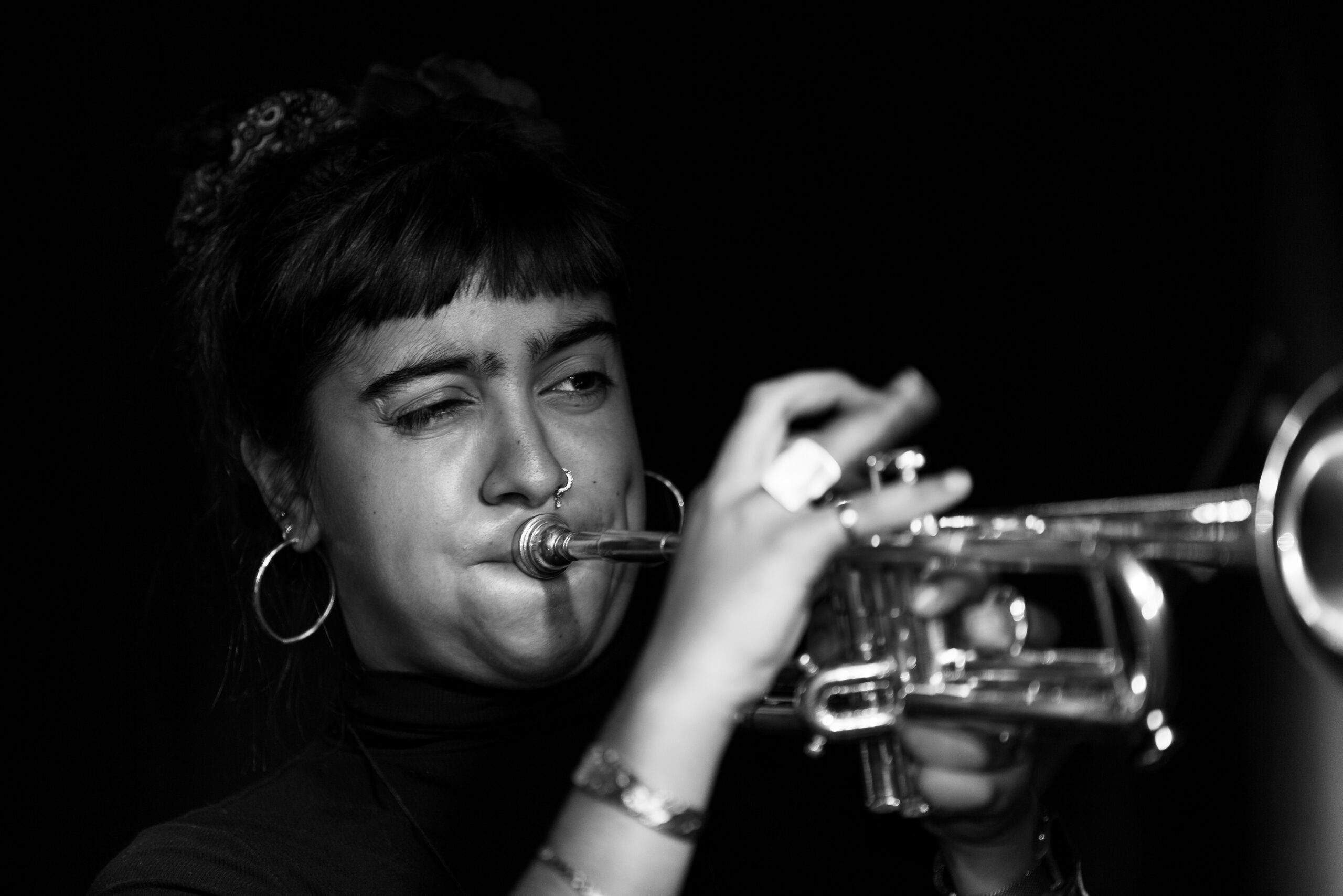 Close up of a trumpet player