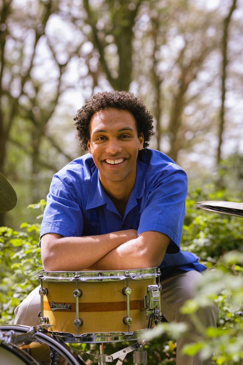 Miles Pillinger with snare drum Miles Pillinger with snare drum.